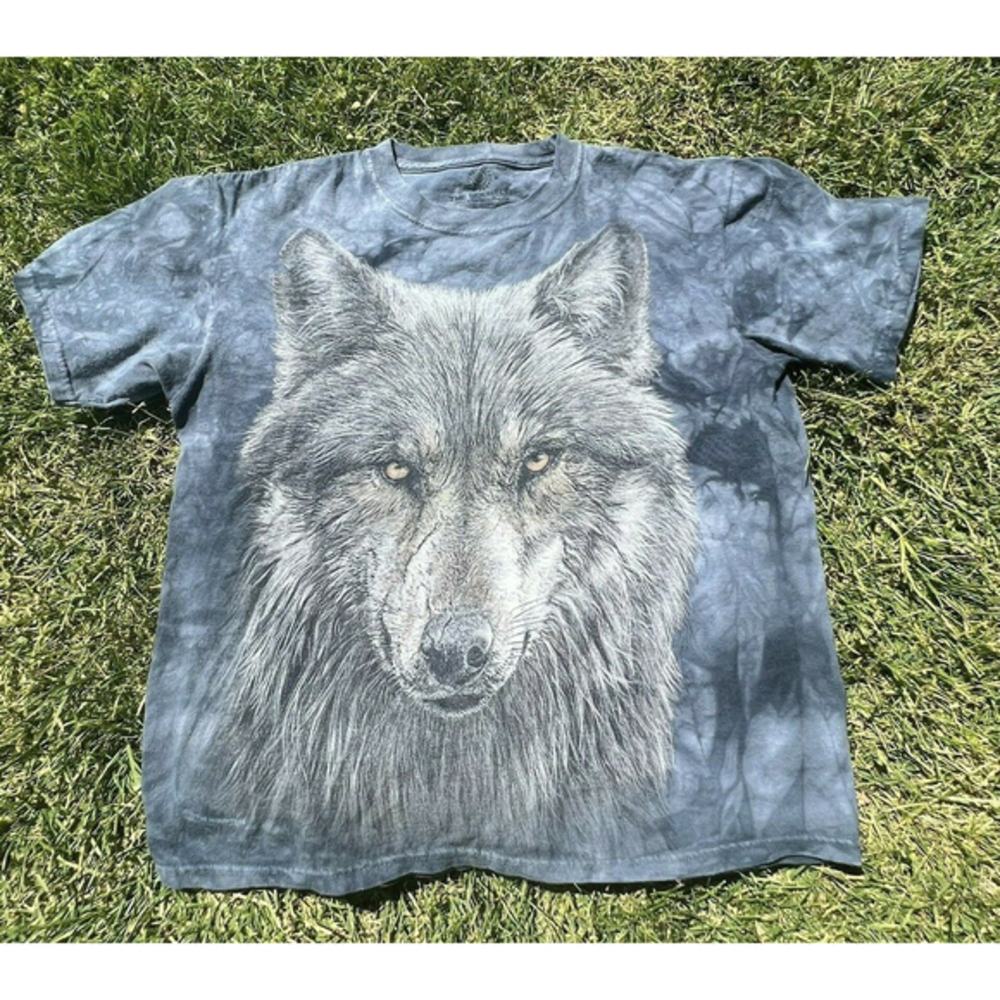 The Mountain‎ Warrior Wolf by Paul Jeremy Blue Tie Dye S/Sleeve Tee Shirt Size S